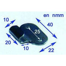 Crochet pour grenouillère référence 3703 - 40 x 22mm - Entraxe de fixation 25