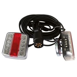 Eclairage arrière complet à Led pour remorque - 7.5 m - Support magnétique