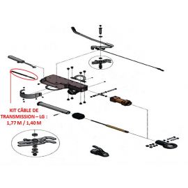 Câble de transmission - Tête KNOTT AHV25 / AHV35 - Lg : 1.77 m / 1.40 m