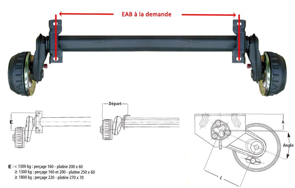 Essieu Remorque Essieu Arrière Remorque RC 120mm Ou 140mm - Alliage Aluminium - Pour 1/14 Accessoire Remorque Voiture