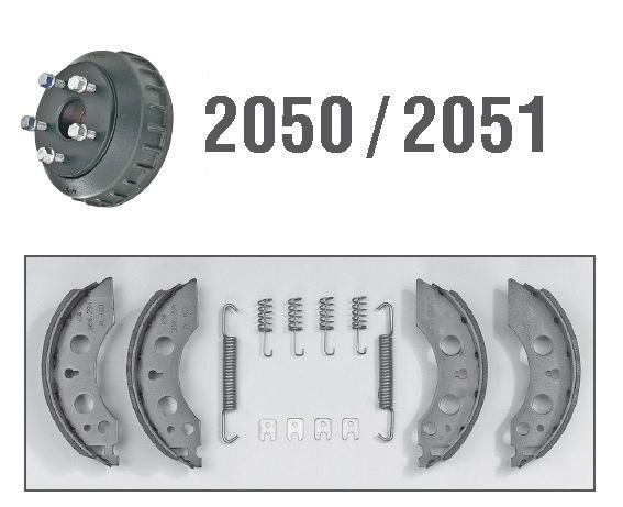 2 Mâchoires de frein avec ressorts pour essieux ALKO 2050/2051