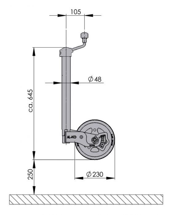Roue Jockey Renforcée Pour Remorque - Galet Acier 225 X 65 Mm - Tube Rond 60 Mm - Charge Max 280 Kg - TRIGANO - 10