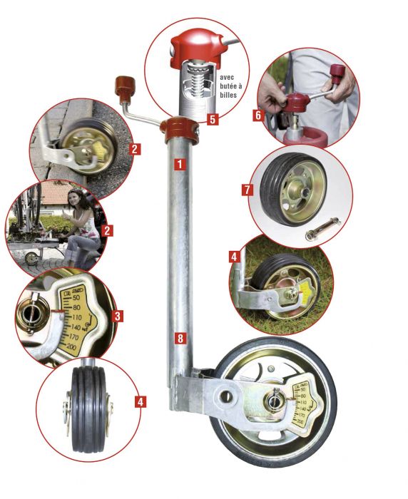 Roue Jockey ALKO 48 - Renforcée - Galet Acier Ø 230 mm