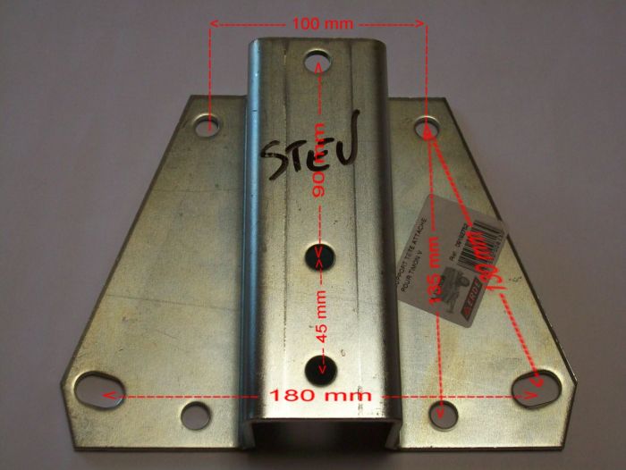 Support de boitier d'attelage carré 60 mm - Pour timon en V ERDE/DAXARA 