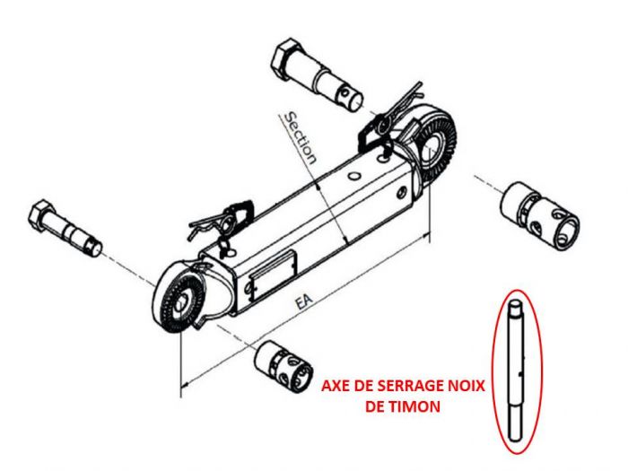 Axe de serrage noix de timon pour tête KNOTT AUTOFLEX AHV