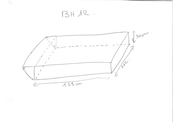 Bâche plate bleue 159 X 112 X 30 - Ouverture arrière  