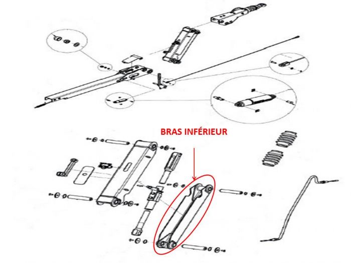 Bras inférieur KNOTT pour tête KHD15