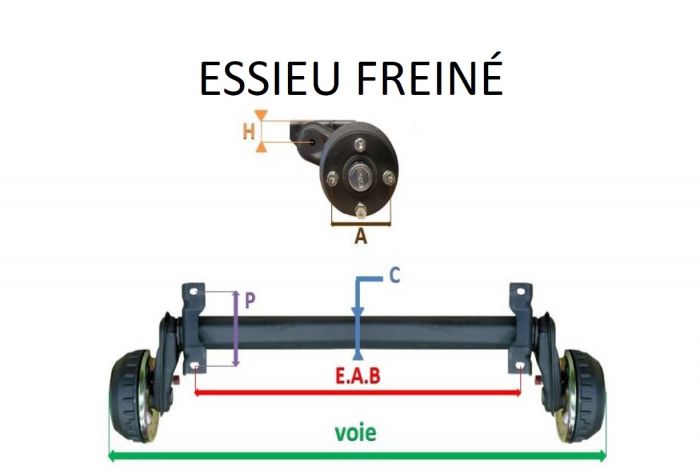 Essieu freiné ALKO - 750kg - 4T130 - EAB 1360 mm