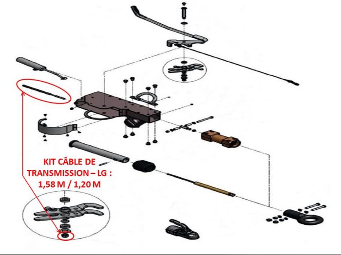 Câble de transmission - Tête KNOTT AHV25 / AHV35 - Lg : 1.58 m / 1.20 m