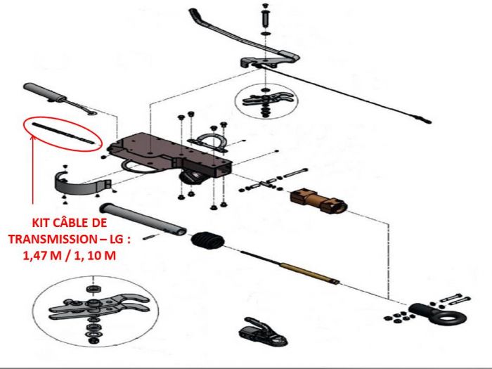 Câble de transmission - Tête KNOTT AHV20 Lg : 1.47 m / 1.10 m