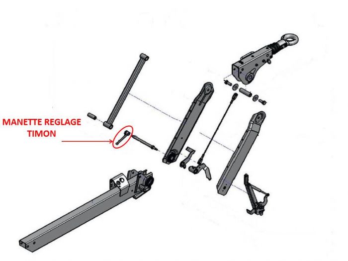 Manette réglage timon AL-KO pour tête 161 VB 2 