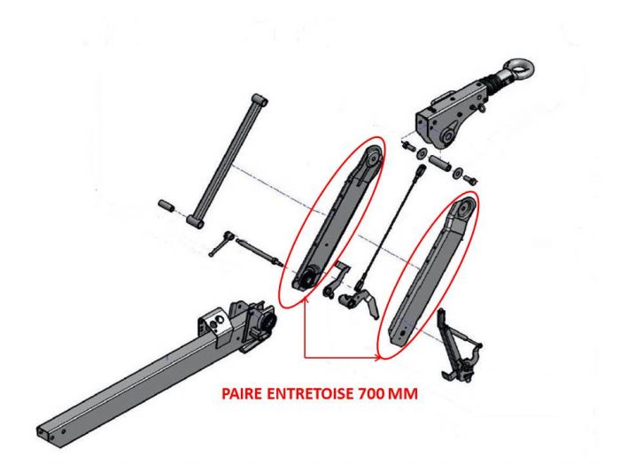 Paire entretoise 700 mm AL-KO pour tête 161 VB 2