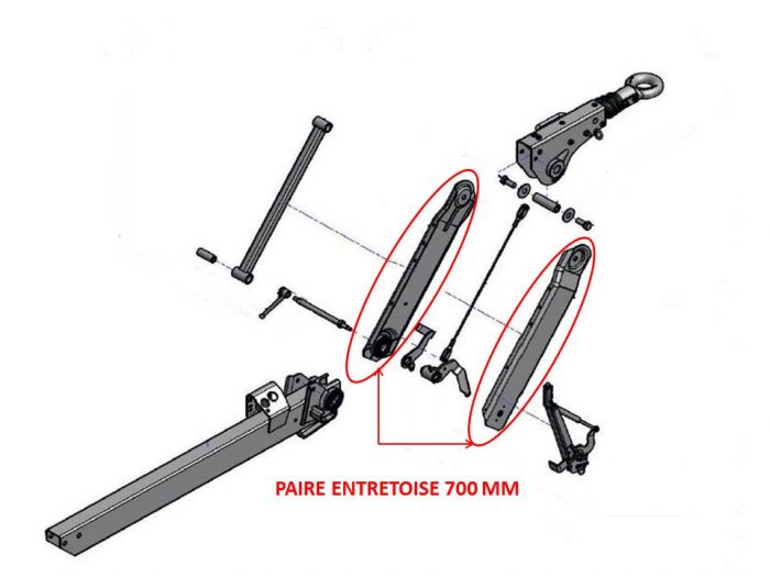 Paire entretoise 700 mm AL-KO pour tête 351 VB 2