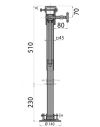 Béquille AL-KO tube carré basculable 500 kg - Hauteur 230 + 510