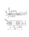 Charnière complète entraxe partie femelle 50 mm Ø 9 mm / mâle 70 mm Ø 9 mm