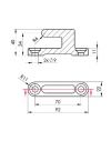 Charnière complète entraxe partie femelle 50 mm Ø 9 mm / mâle 70 mm Ø 9 mm