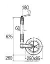 Roue Jockey ALKO Ø 60 - Galet acier Ø 250  x 85 mm